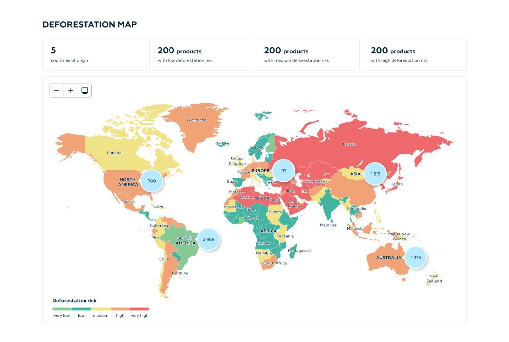Deforestation map with country risk visualization